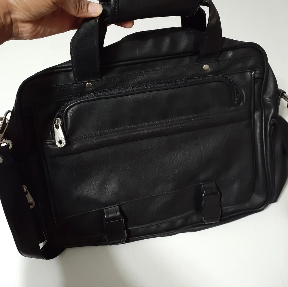 Vintage IDEX Mutual Funds Black Faux Leather Business Bag
